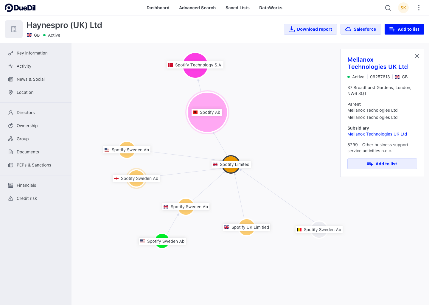 DueDil group graph